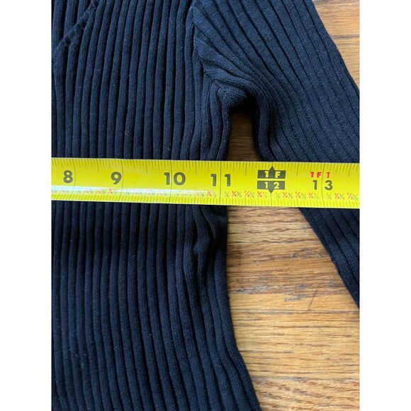 Jacquemas Black Ribbed Knit Open Cardigan Sweater Top Women's Size Small - Picture 9 of 10